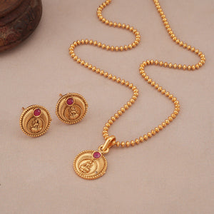 Cute elegant maa lakshmi pendant set I Temple Jewellery