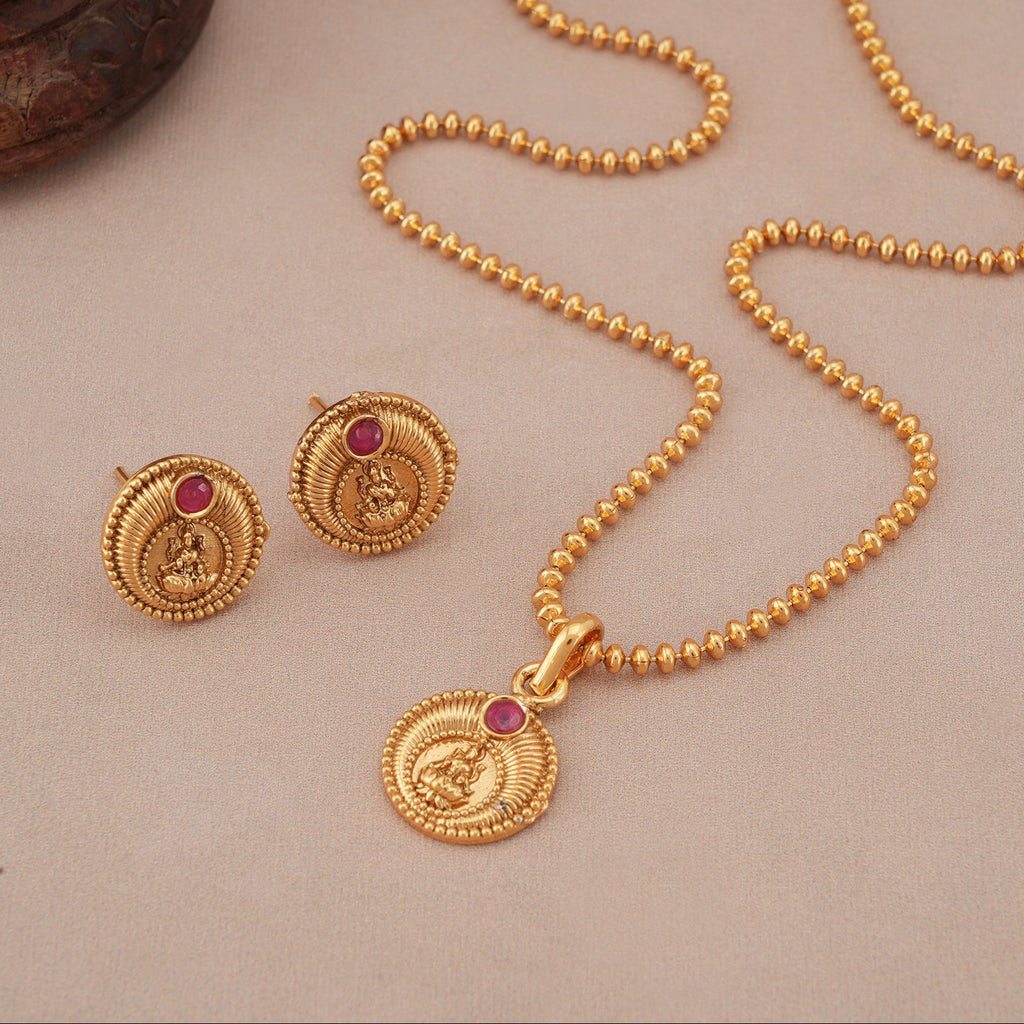 Cute elegant maa lakshmi pendant set I Temple Jewellery