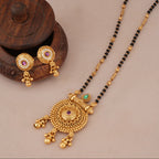 Beautiful elegant antique gold stone mangalsutra set