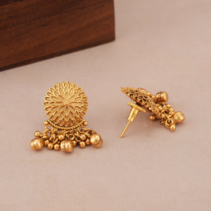 Stunning plain floral antique gold choker set