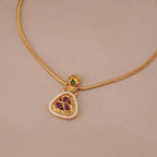 Elegant stone antique gold necklace set