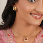 Elegant stone antique gold necklace set