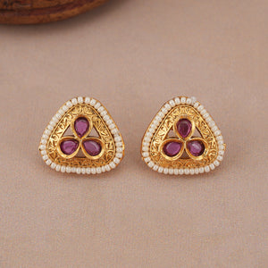 Elegant stone antique gold necklace set