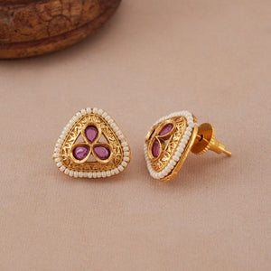 Elegant stone antique gold necklace set