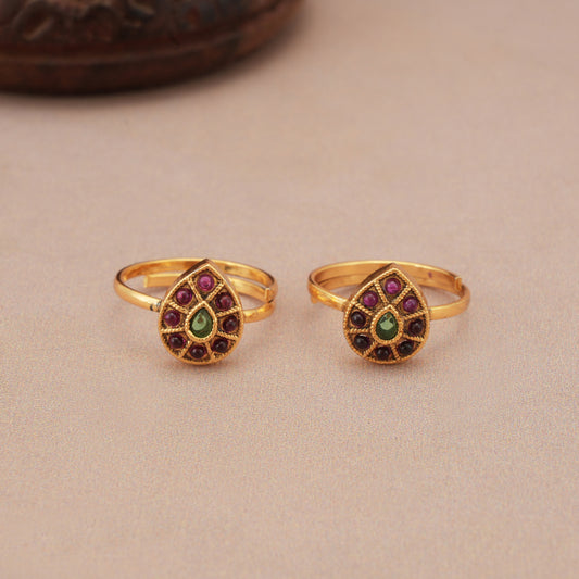 Elegant multicolor stone toe ring