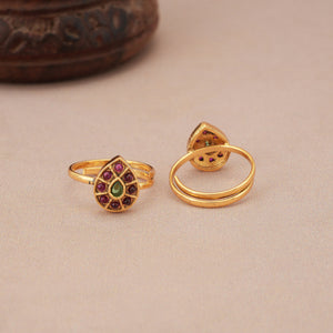 Elegant multicolor stone toe ring