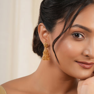 Stunning two layer gold jhumka earring
