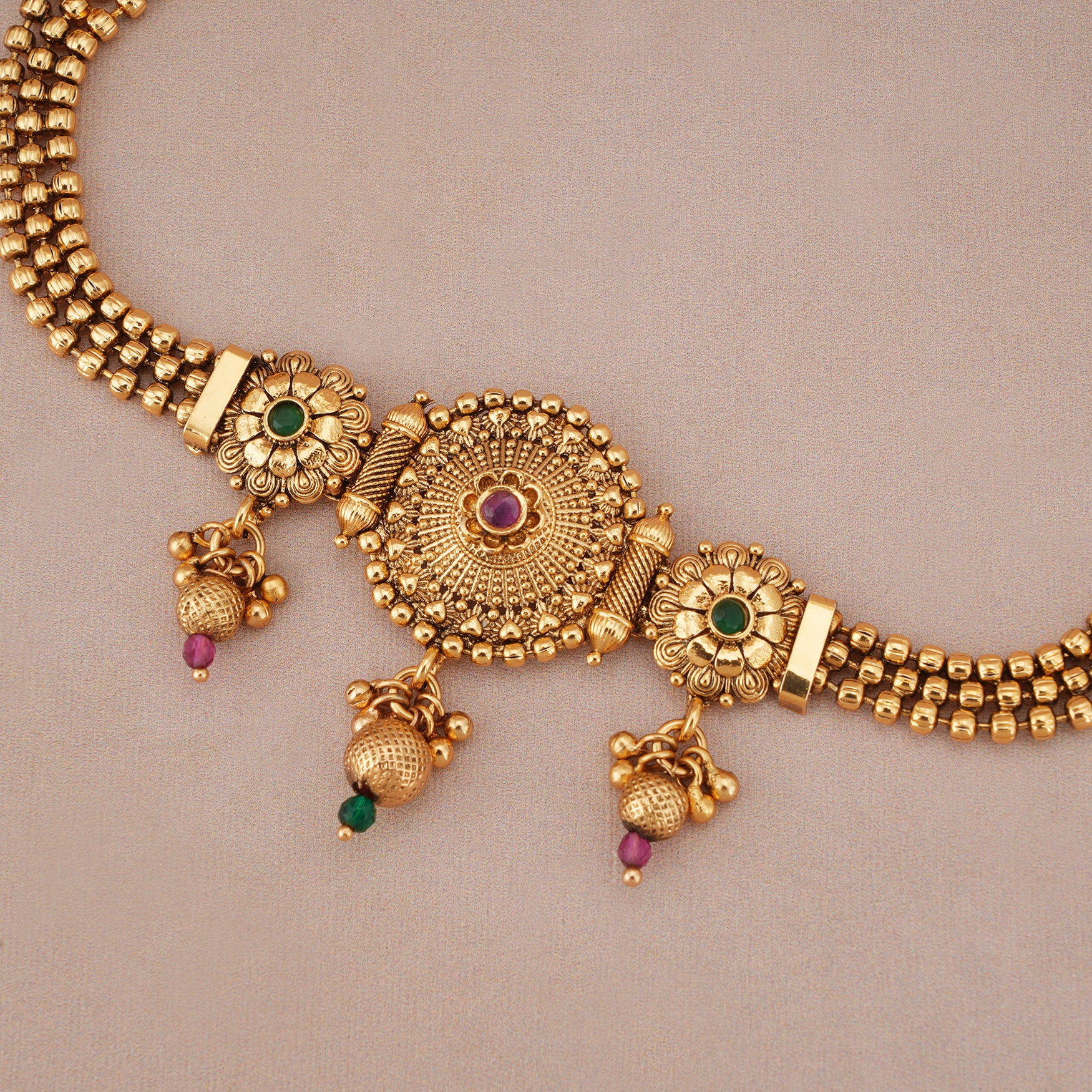 Beautiful antique gold stone choker set
