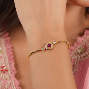 Cute elegant ruby gold mangalsutra bracelet