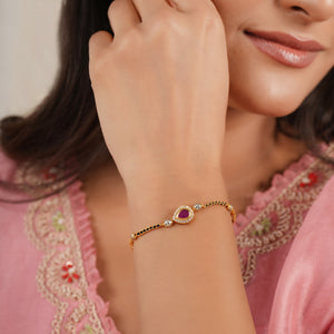 Cute elegant ruby gold mangalsutra bracelet