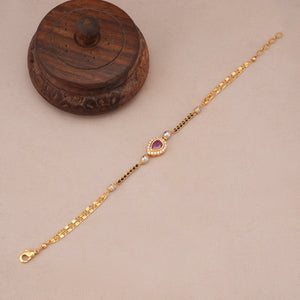 Cute elegant ruby gold mangalsutra bracelet