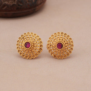 Stunning ruby stone floral stud earring