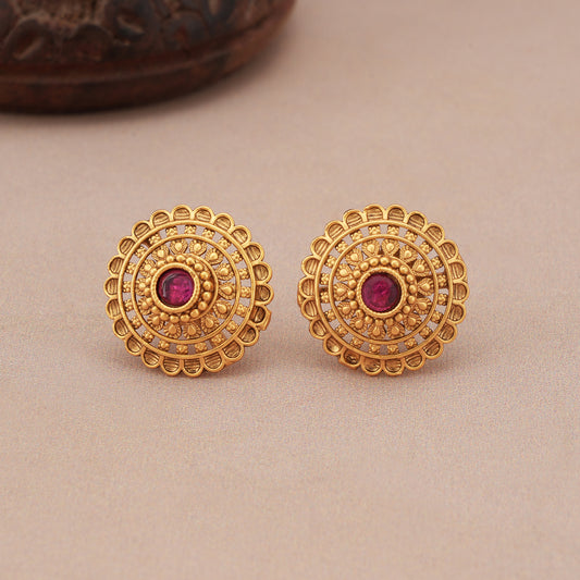 Stunning ruby stone floral stud earring