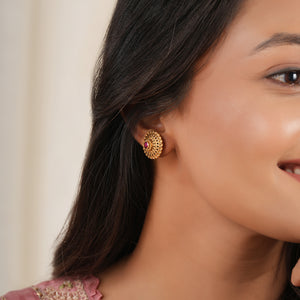 Stunning ruby stone floral stud earring