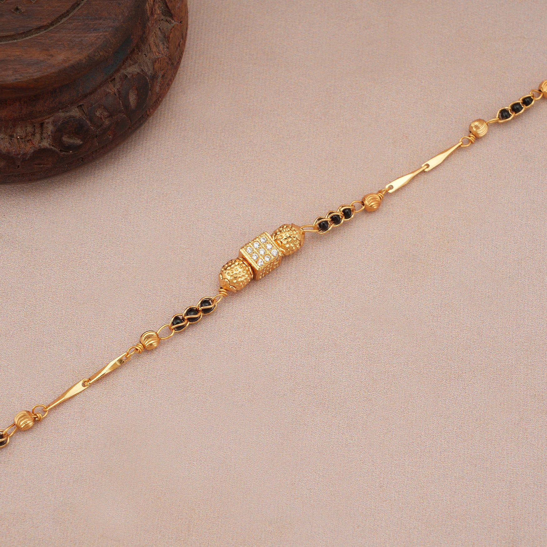 Cute gold plated mangalsutra bracelet