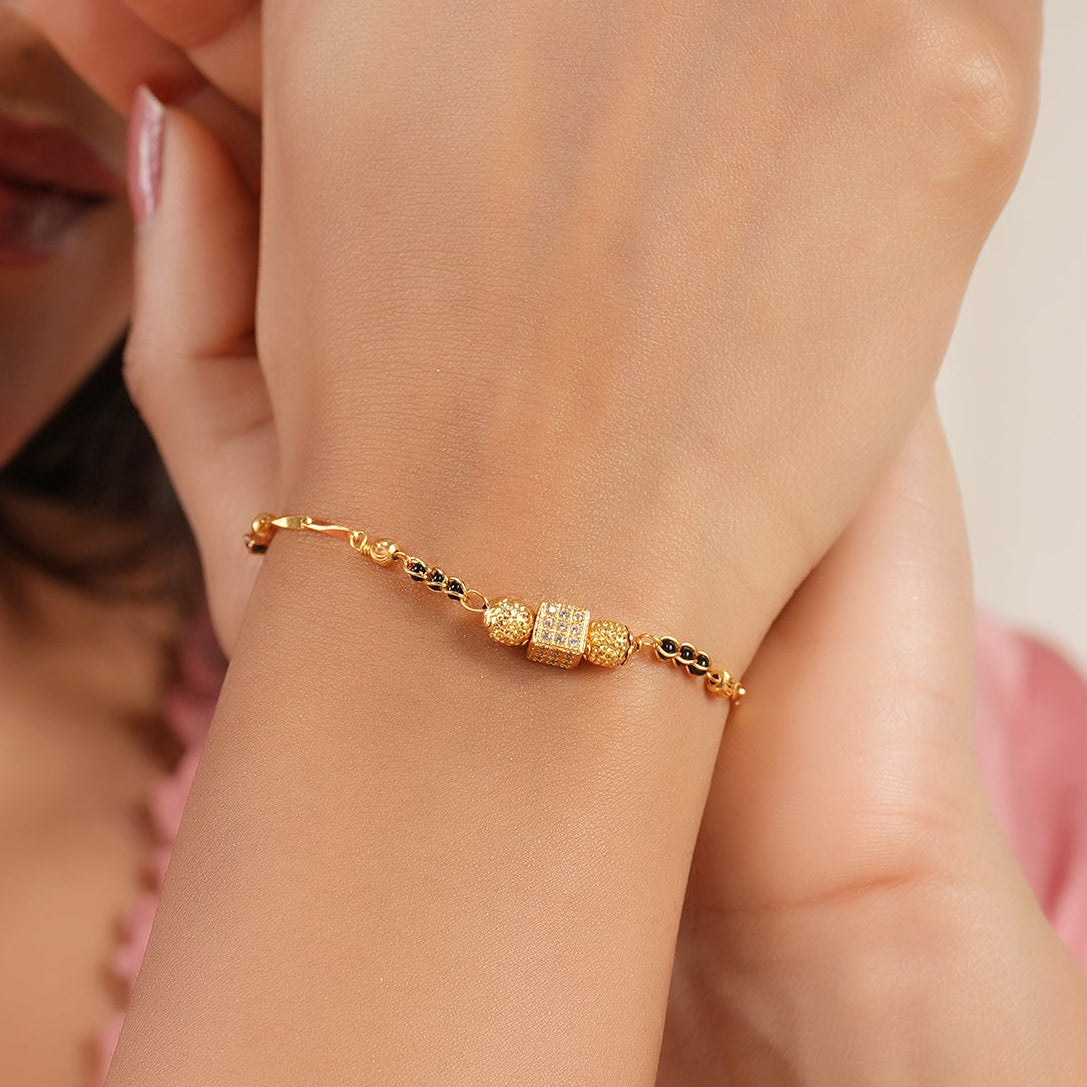 Cute gold plated mangalsutra bracelet