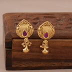 Stunning antique gold stone mangalsutra set with earring
