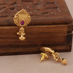 Stunning antique gold stone mangalsutra set with earring