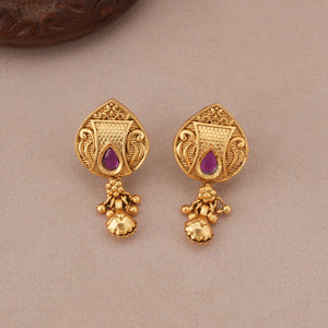 Stunning antique gold stone mangalsutra set with earring