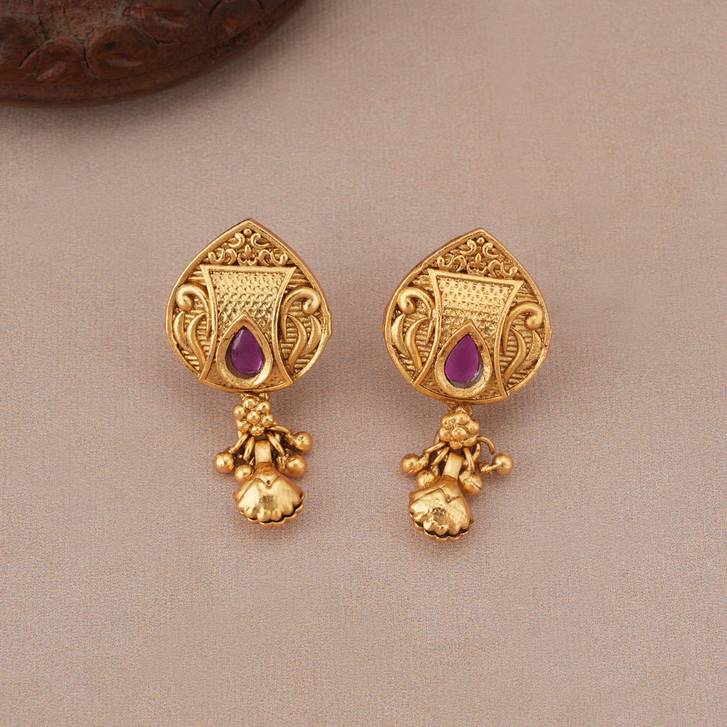 Stunning antique gold stone mangalsutra set with earring