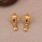 Stunning antique gold stone mangalsutra set with earring