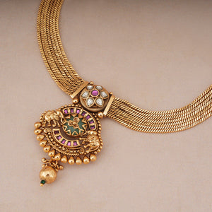 Beautiful antique gold kundan rajwadi necklace set