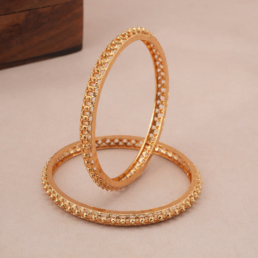 Elegant plain antique gold bangle set