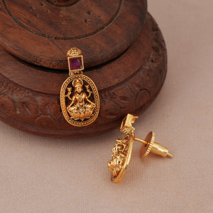 Elegant maa lakshmi multicolor stone neckalce set I Temple Jewellery