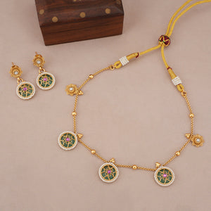 Stunning gold plated charm stone necklace set