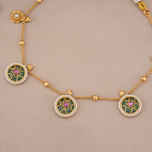 Stunning gold plated charm stone necklace set