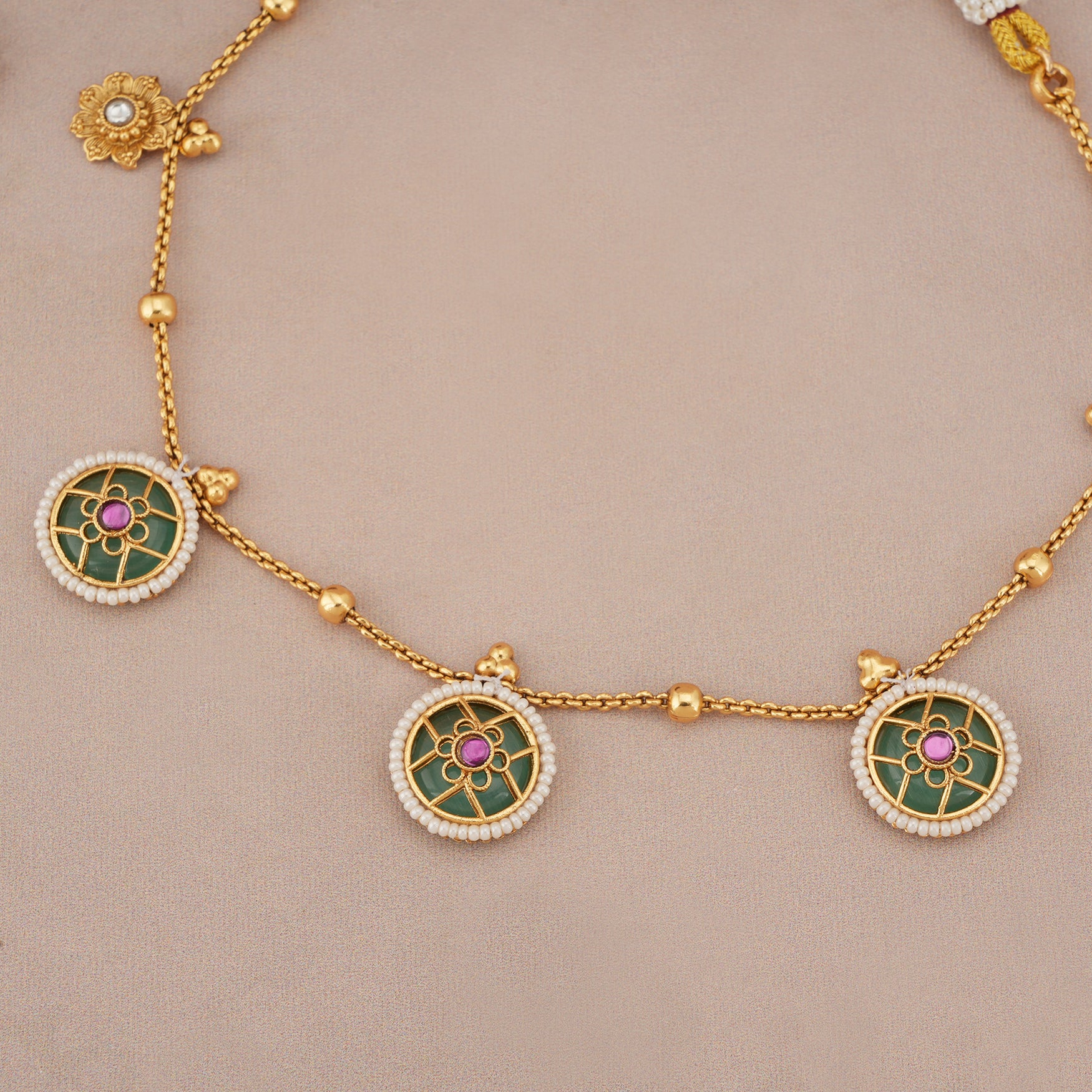 Stunning gold plated charm stone necklace set