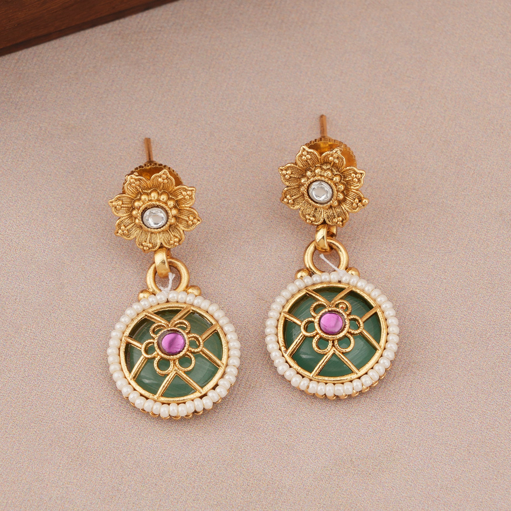 Stunning gold plated charm stone necklace set