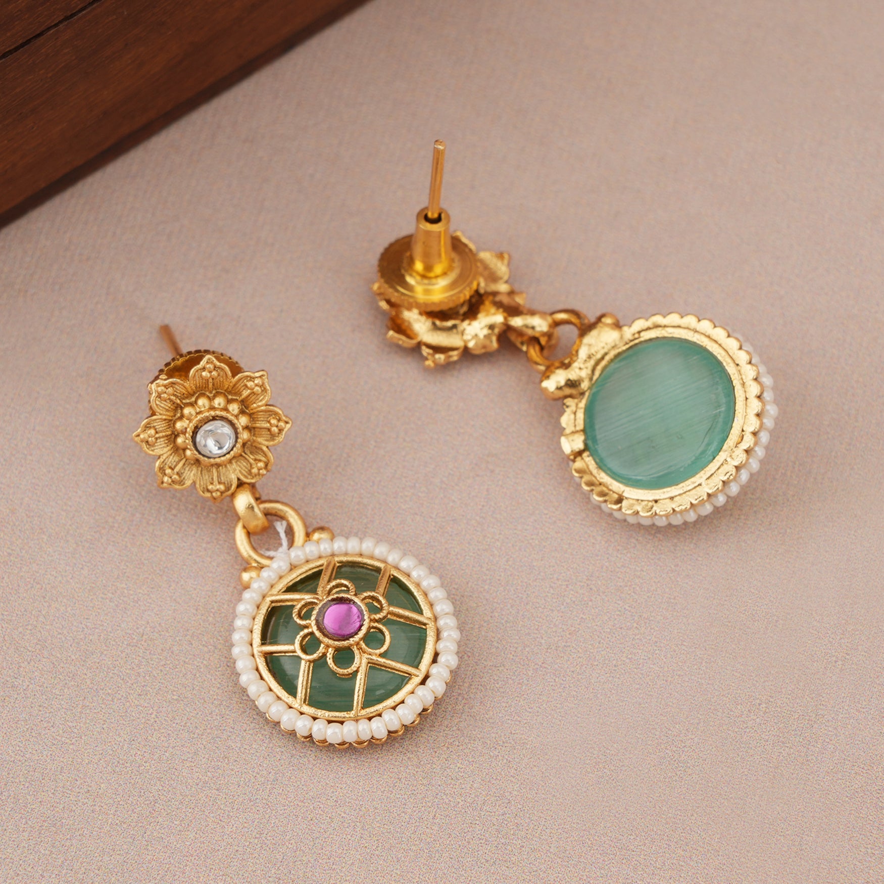 Stunning gold plated charm stone necklace set