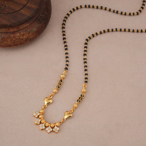 Sleek gold plated diamond drop mangalsutra