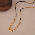 Sleek gold plated diamond drop mangalsutra