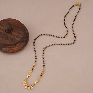 Sleek gold plated diamond drop mangalsutra