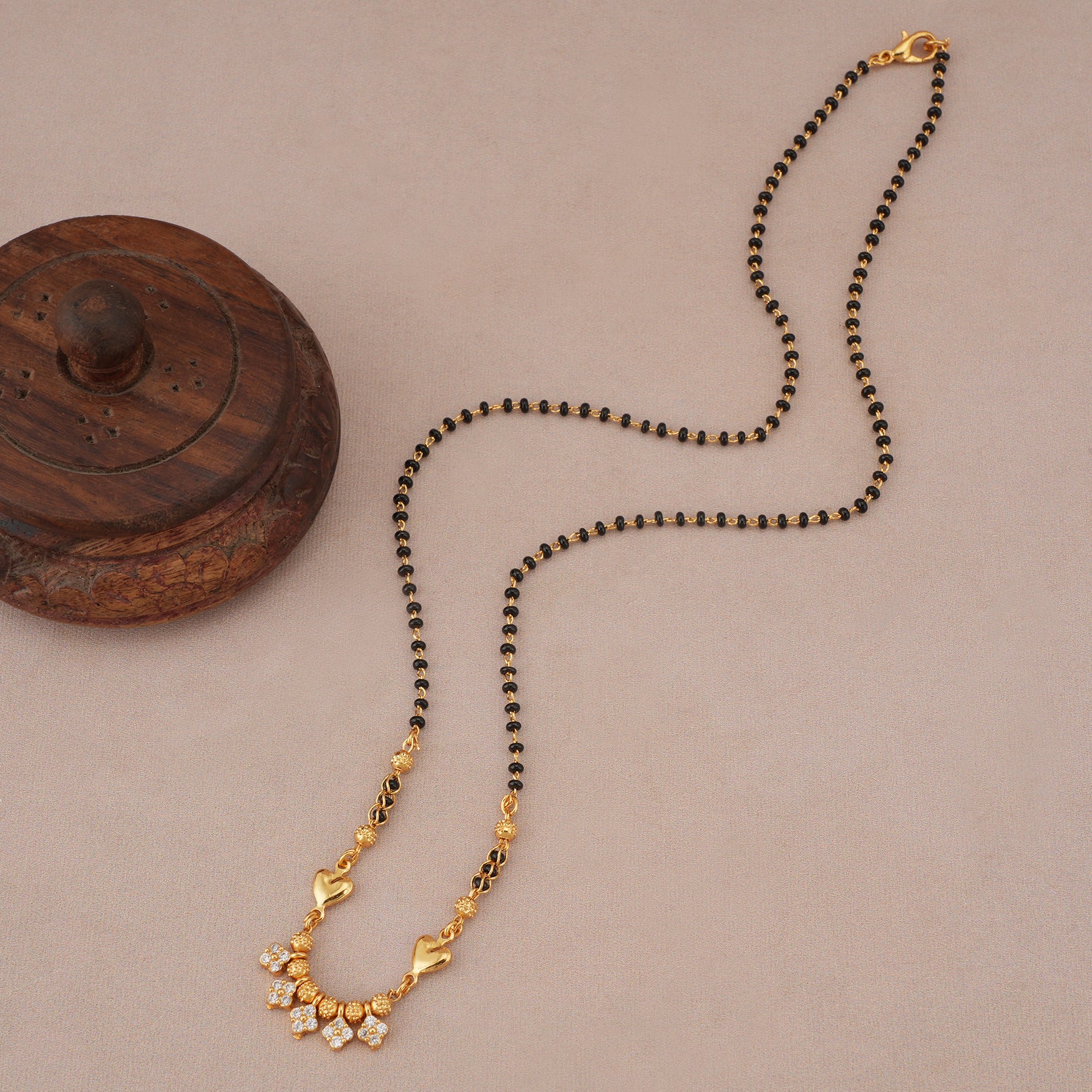 Sleek gold plated diamond drop mangalsutra