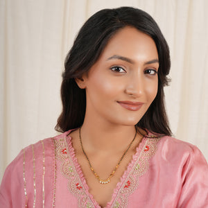 Sleek gold plated diamond drop mangalsutra