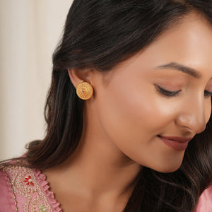Bold plain gold plated stud earring