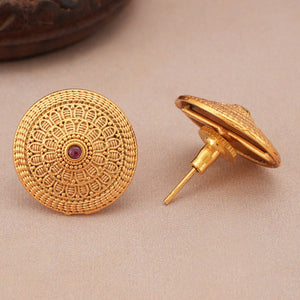 Bold plain gold plated stud earring