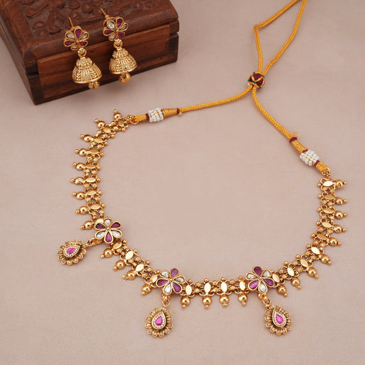Stunning gold high polish stone neckalce set