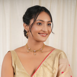 Stunning gold high polish stone neckalce set