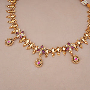 Stunning gold high polish stone neckalce set