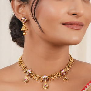 Stunning gold high polish stone neckalce set
