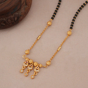 Sleek gold ball plated diamond mangalsutra