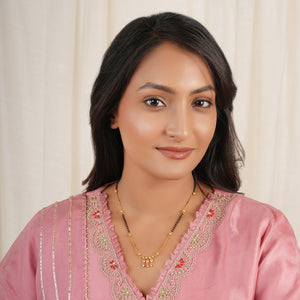 Sleek gold ball plated diamond mangalsutra