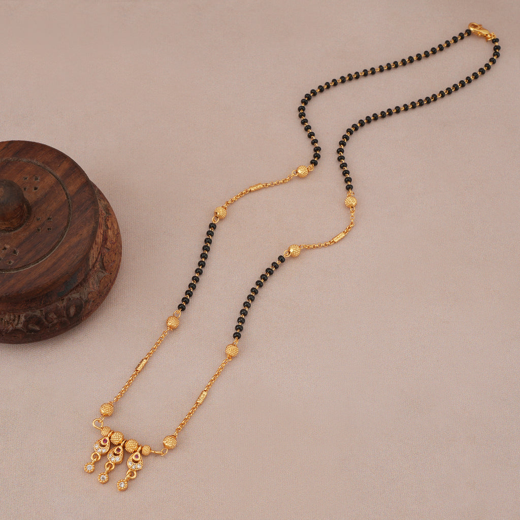Sleek gold ball plated diamond mangalsutra