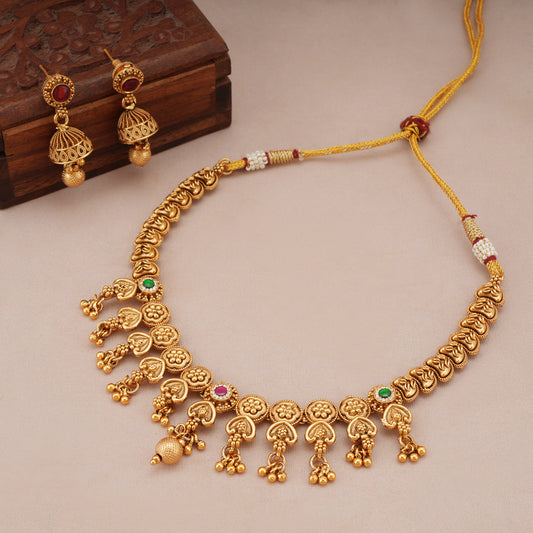 Stunning antique gold ball necklace set