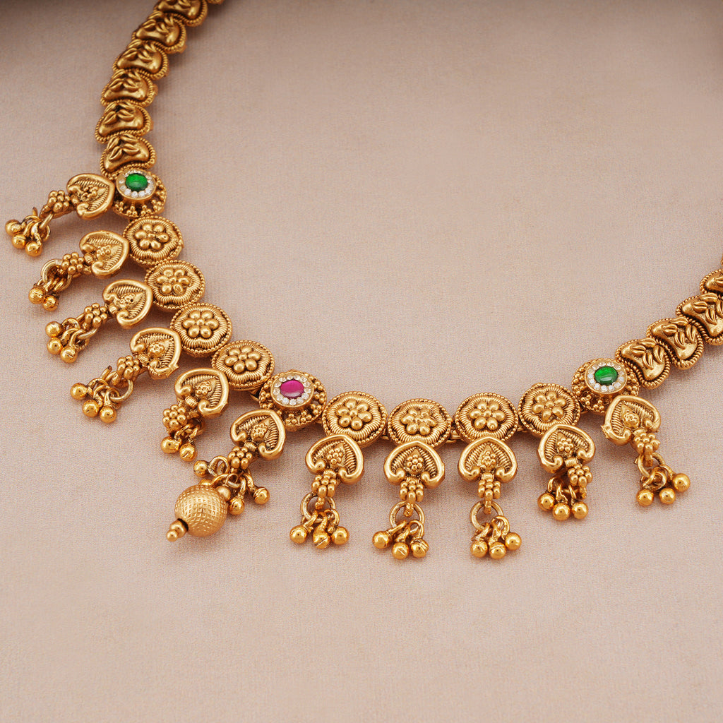 Stunning antique gold ball necklace set