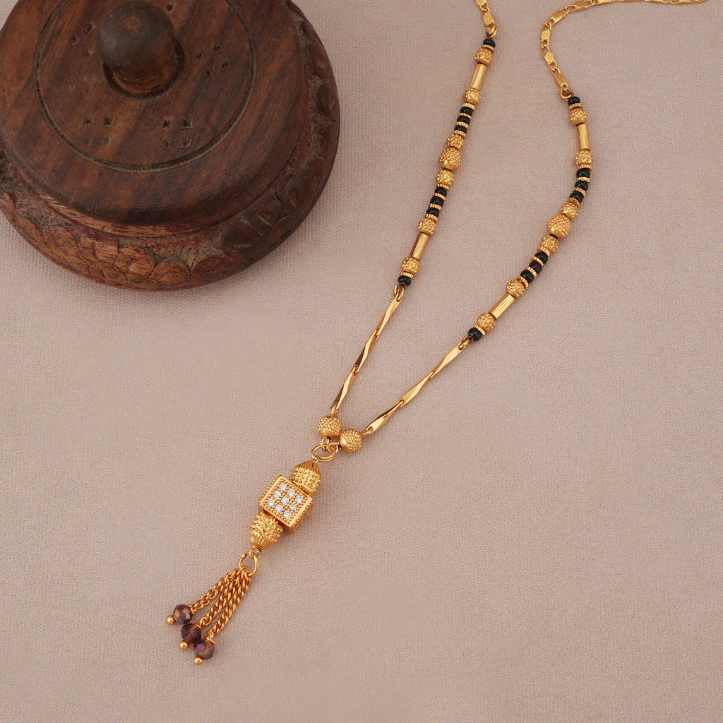Elegant stone drop gold plated mangalsutra